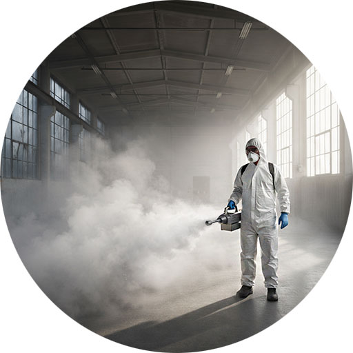 Raymond Schneider desinfeziert einen Raum